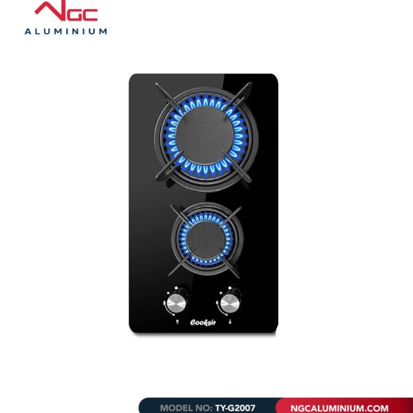 Black Tempered Glass Two Burner Gas Hob
